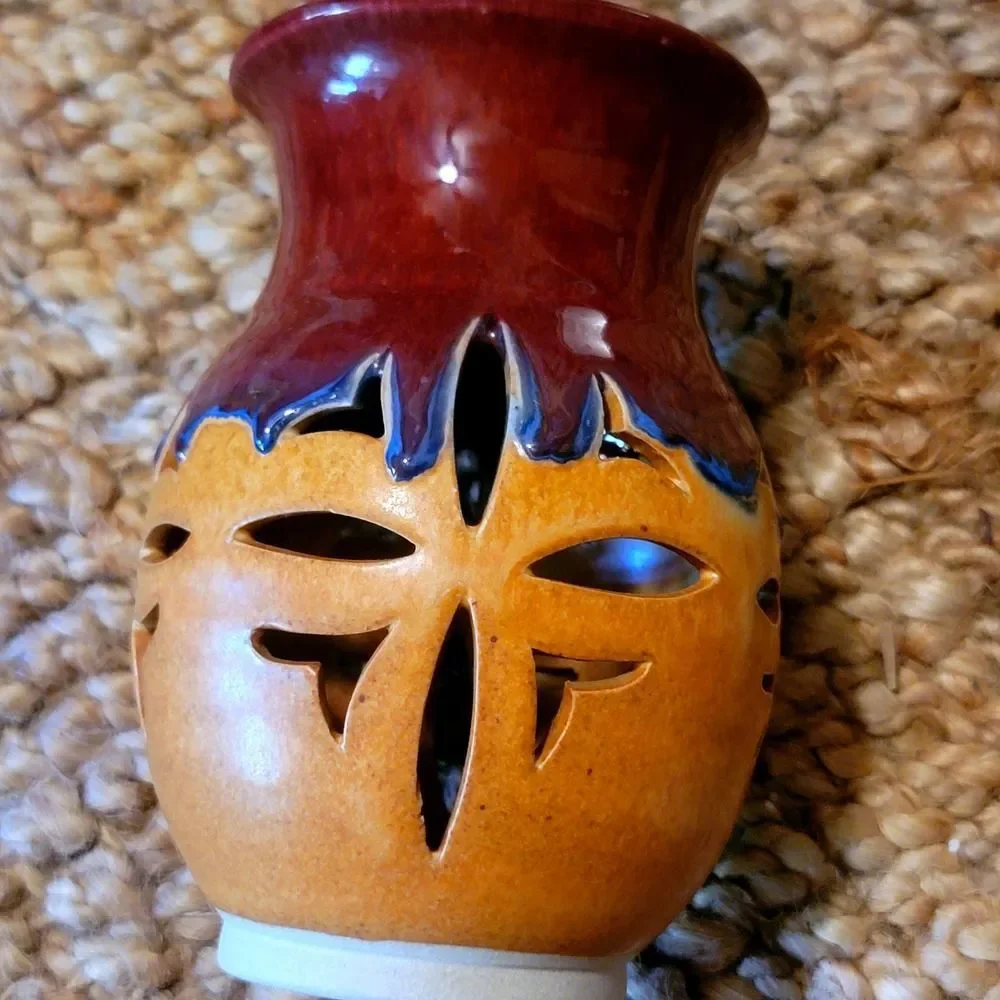 Walt Glass signed Art Pottery Vintage McQueeney San Antonio TX '80's Drip Glaze